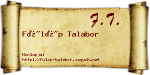 Fülöp Talabor névjegykártya